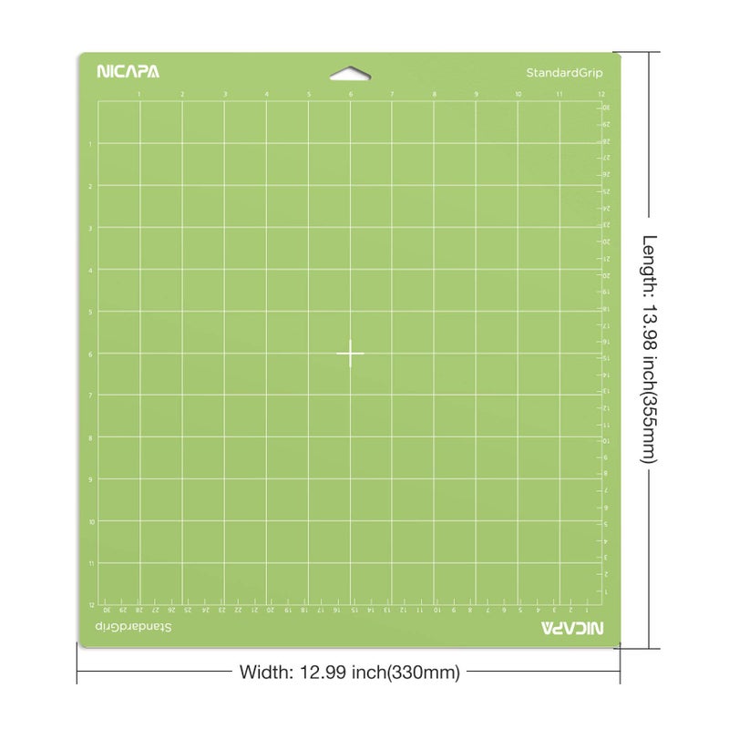 Nicapa Standard Grip Cutting Mat for Cricut Maker 3/Maker/Explore 3/Air 2/Air/One (12x12 inch,5 packs) Standard Adhesive Sticky Green Quilting Replacement Cut Pads - Image 5